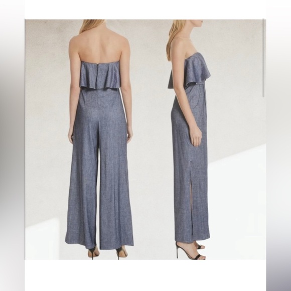 Milly Denim Blue Strapless Jumpsuit - Picture 2 of 10